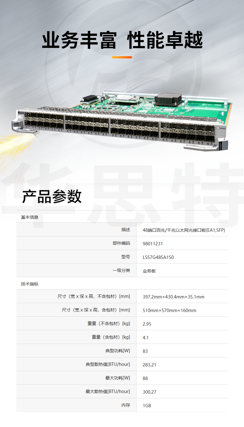 華為 LSS7G48SA1S0 48口千兆以太網光接口板