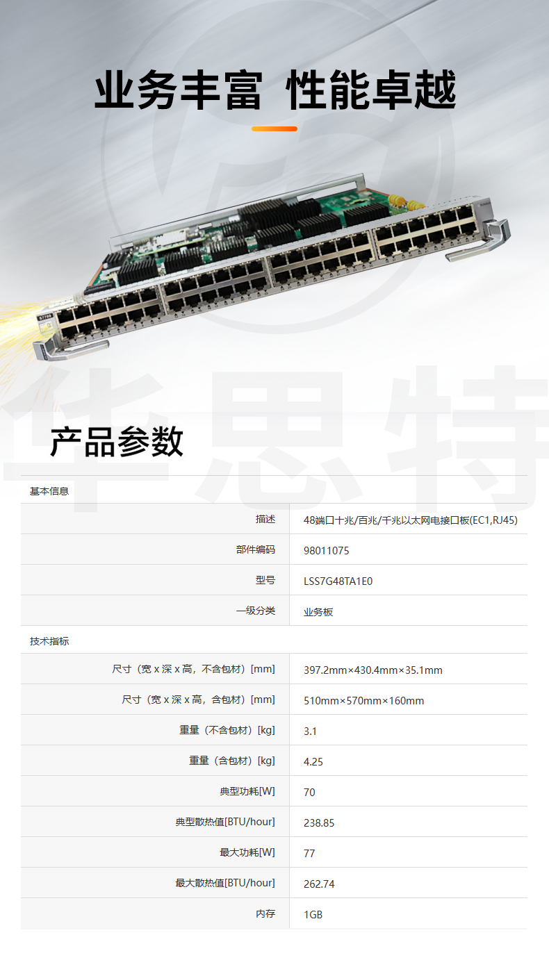 華為 S7703/S7706交換機板卡